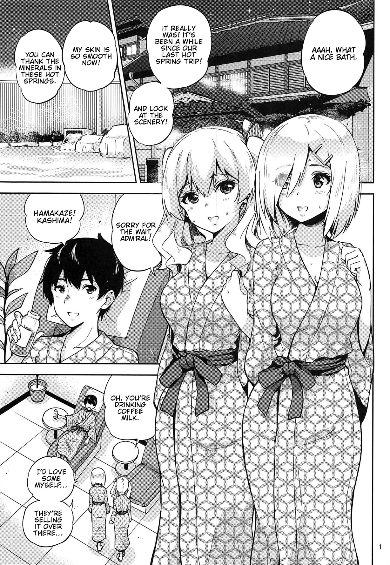 Hentai Manga Comic-Kashima and Hamakaze In Hotspring Yukatas-Read-2